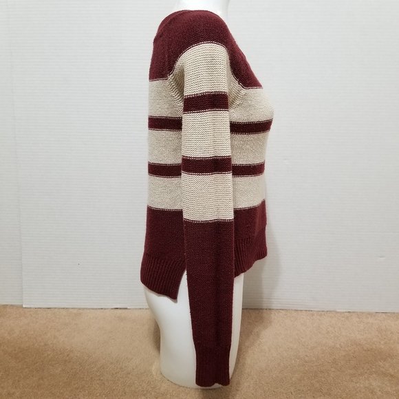 Essentials by Full Tilt sweater Small varsity striped knit pullover step hem - Picture 4 of 12